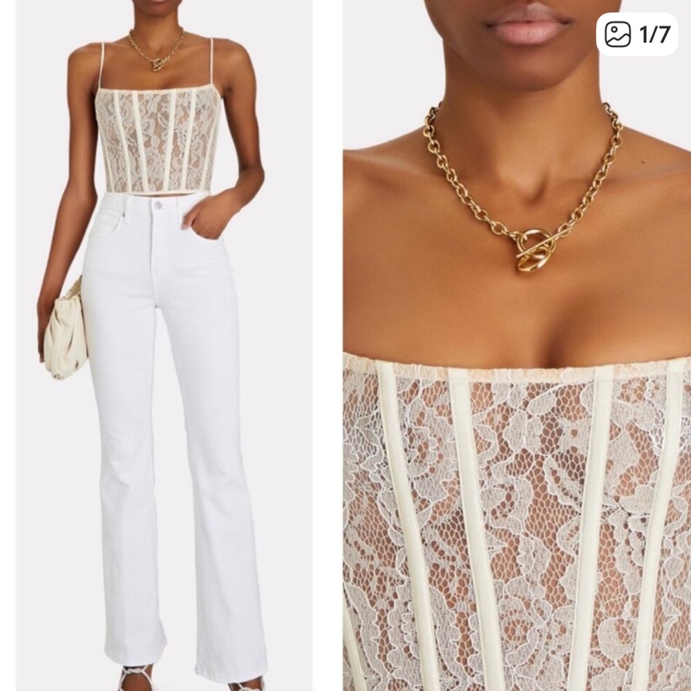Lace Corset Crop Top in Cream